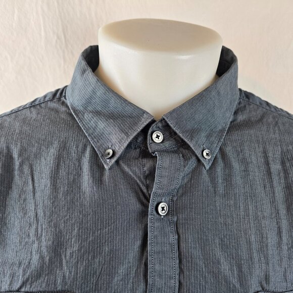 Calvin Klein Men's 4XL Long Sleeve Button Down Shirt Blue Double Chest Pockets - Picture 2 of 8
